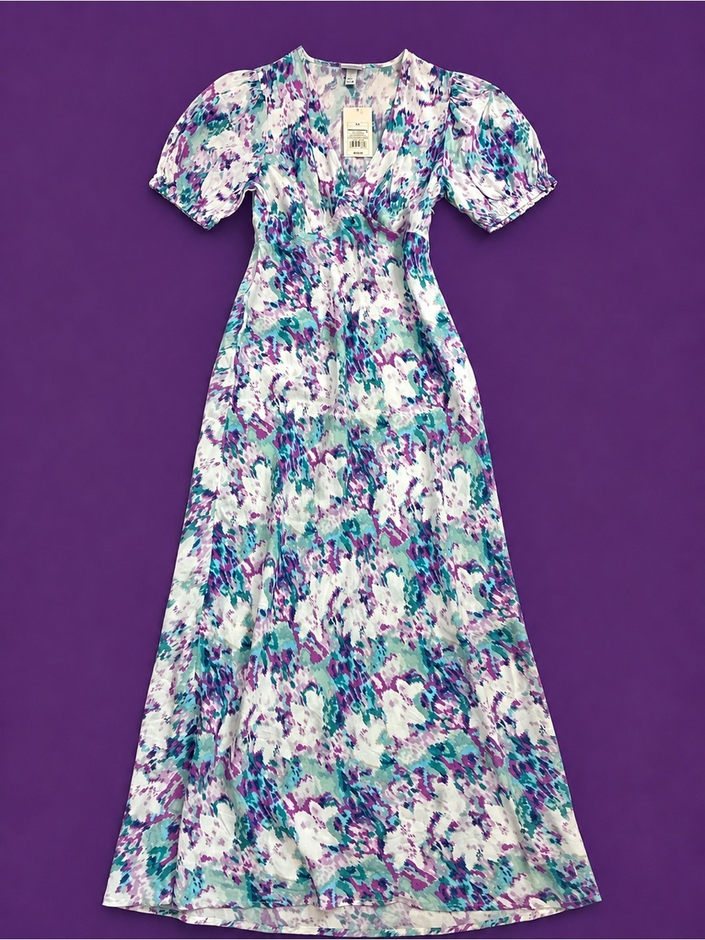 a new day White, Teal & Purple Floral Maxi Dress